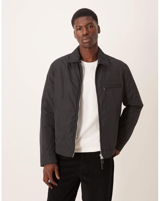 ARKET Black Nylon Minimal Jacket With Zip Front for men