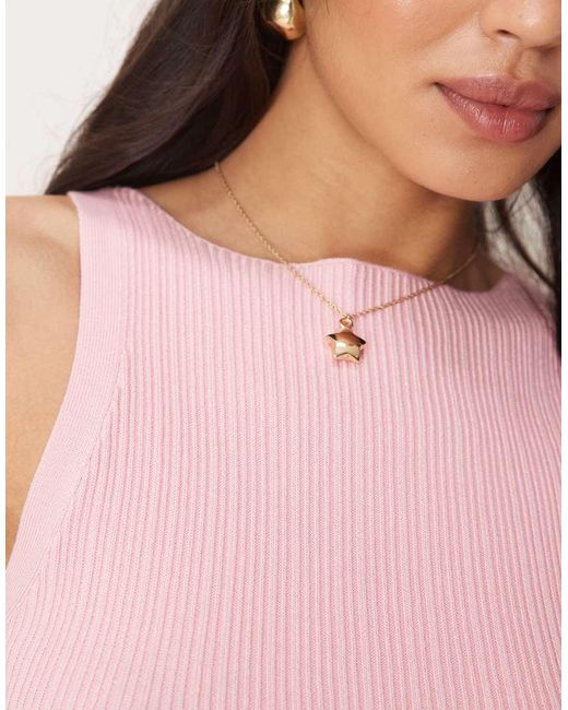ASOS Pink Knit Slash Neck Ribbed Cami Top