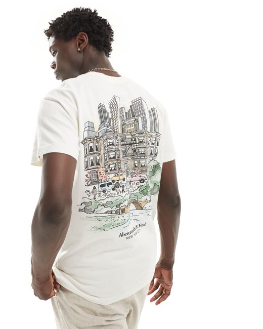 Camiseta blanca holgada con estampado trasero "new york city" Abercrombie & Fitch de hombre de color White