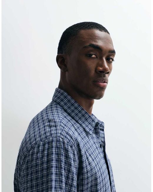 Hollister Blue Boxy Cropped Short Sleeve Shirt for men