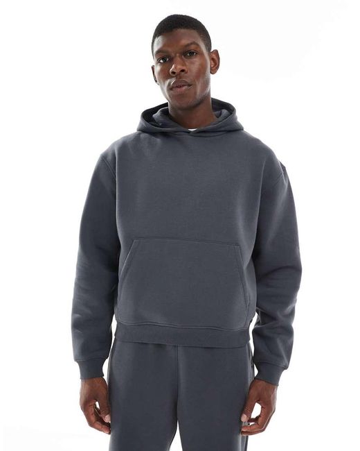 Sudadera Gris Básica De Corte Cuadrado Extragrande Con Capucha De ASOS de hombre de color Blue