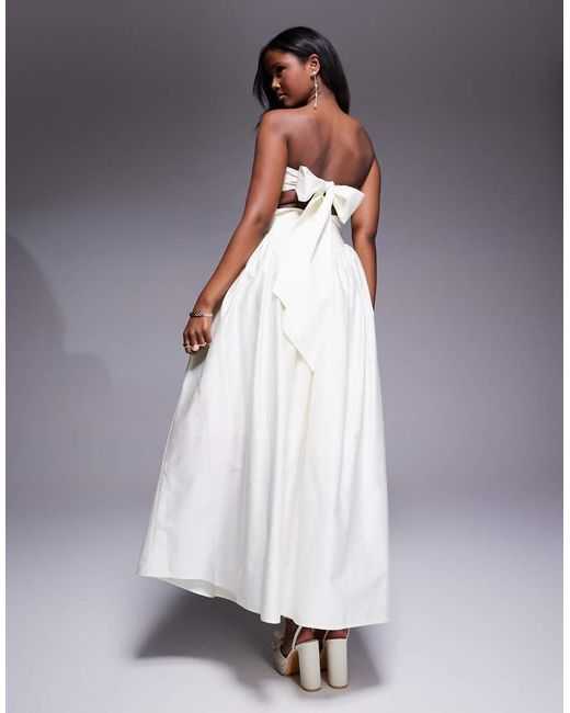 ASOS Gray Corset Maxi Dress With Bow Back