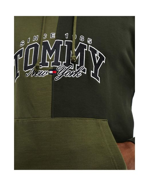 Tommy Hilfiger Green Relaxed Varsity Two Tone Hoodie for men