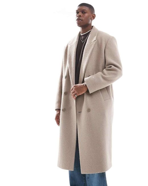 River Island Natural Double Breasted Coat for men