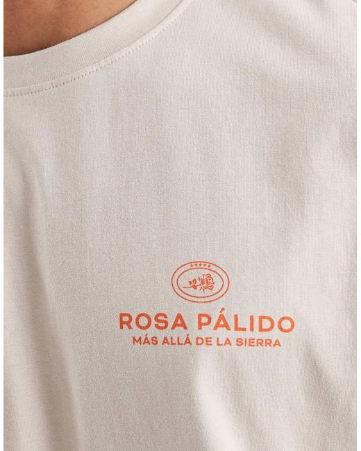Only & Sons Natural Relaxed Fit T-shirt With Rose Back Print for men