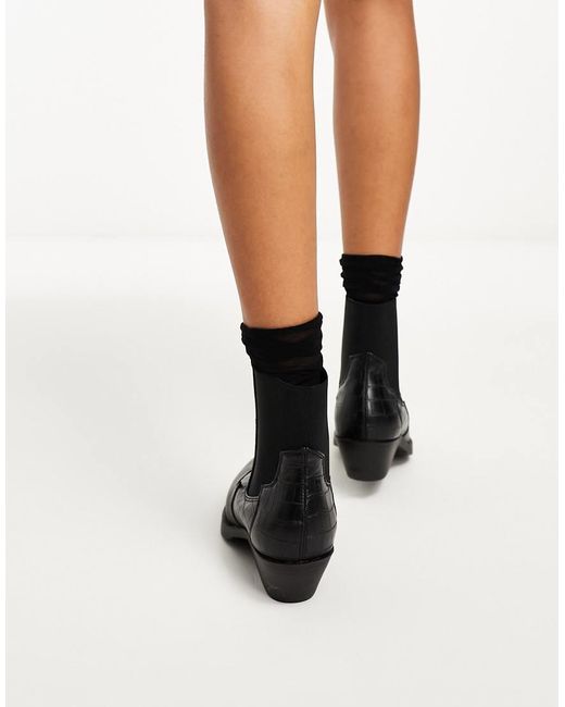 Botas Negras De Estilo Wéstern Con Efecto De Piel De Cocodrilo De ONLY de color Black