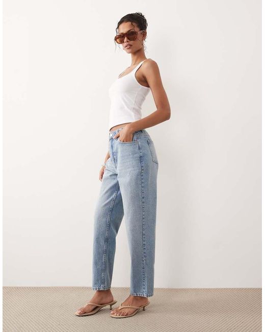 ASOS Blue High Rise Relaxed Mom Jeans