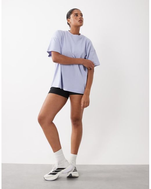 4505 Blue Curve Icon Heavyweight Cotton Oversized T-shirt With Quick Dry Finish