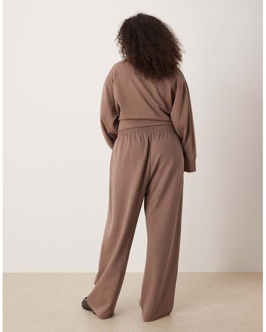 ASOS Brown Asos Design Curve Interlock Super Wide Leg Trouser