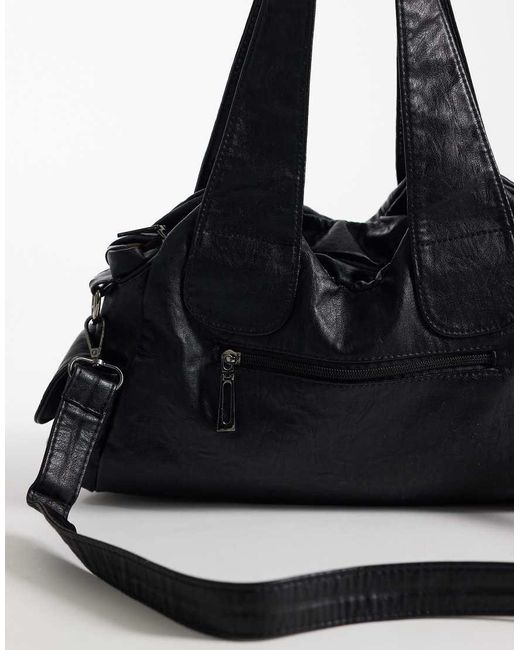 Kaiia Black Exclusive Pu Silver Hardware Cargo Pocket Handbag