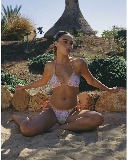 South Beach Green X Liv Silverman Retro Sequin Triangle Bikini Top
