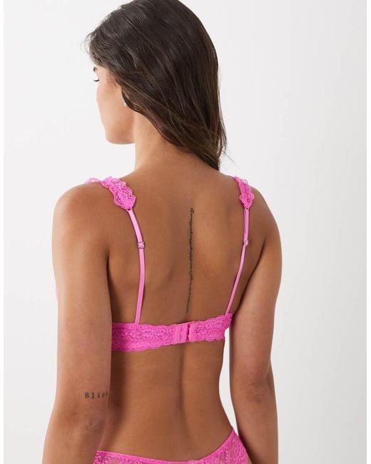 ASOS Pink Lucinda Lace Balcony Bra With Lace Trim