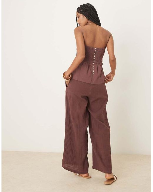 ASOS Purple Bandeau Linen Top Cotton Trouser Jumpsuit