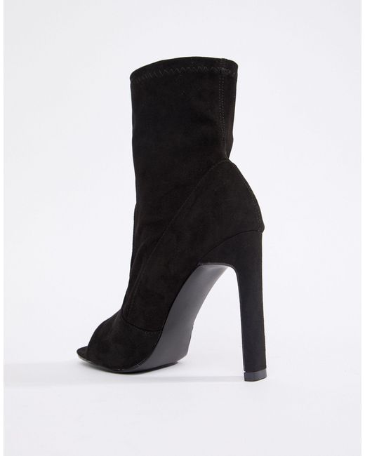 open toe sock boots block heel