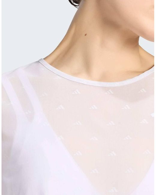 Adidas Originals White Primelift Essentials Workout Boxy Mesh T-shirt