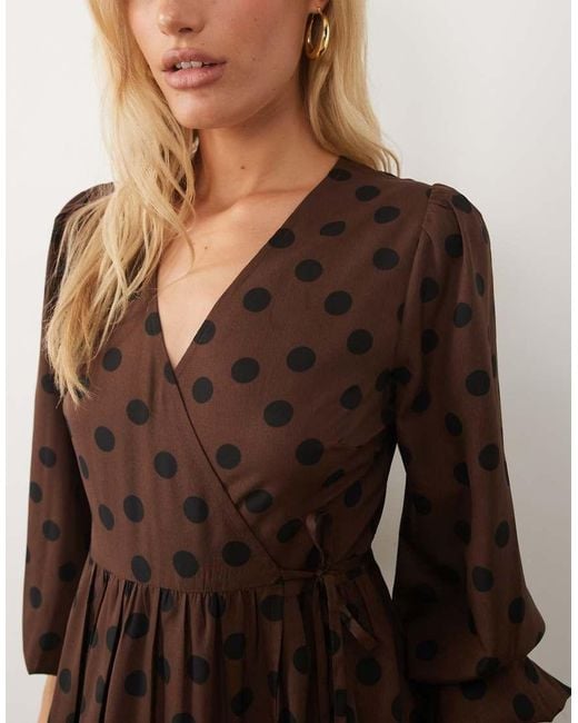 Wednesday's Girl Brown Long Sleeve Wrap Midaxi Dress