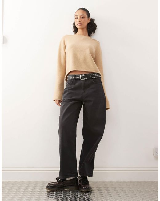 Monki Natural – schulterfreier strickpullover