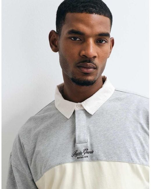 Cotton On Gray Box Fit Long Sleeve Polo for men