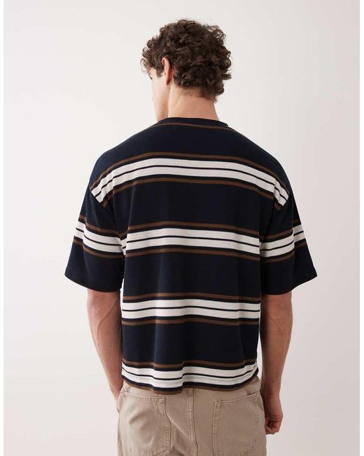 ASOS Blue Heavyweight Boxy Oversized T-shirt With Chest Embroidery for men