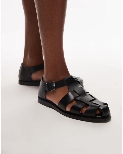 Mango Black Caged Sandals for men