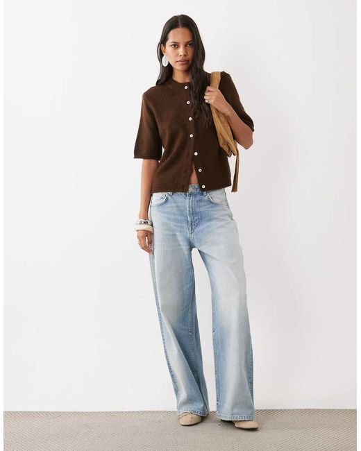 ASOS Brown Lightweight Relaxed Short Sleeve Cardigan