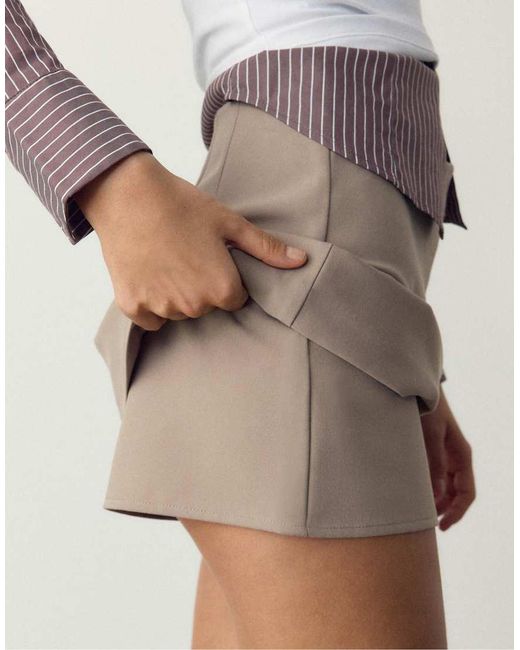 Stradivarius Skort Met Zijsplit in het Gray