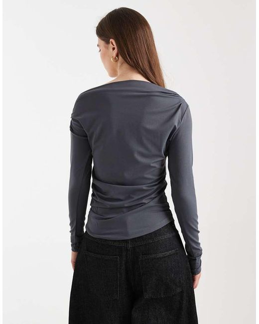 Cotton On Blue Georgie Off Shoulder Long Sleeve Top