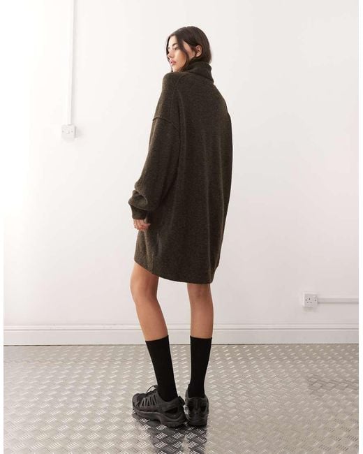 Weekday Gebreide Mini Jurk Met Col in het Natural