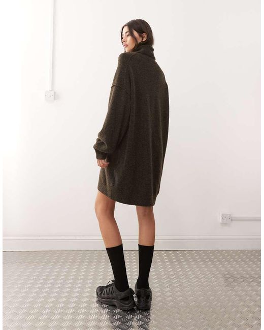 Weekday Natural Turtle Neck Knitted Mini Jumper Dress