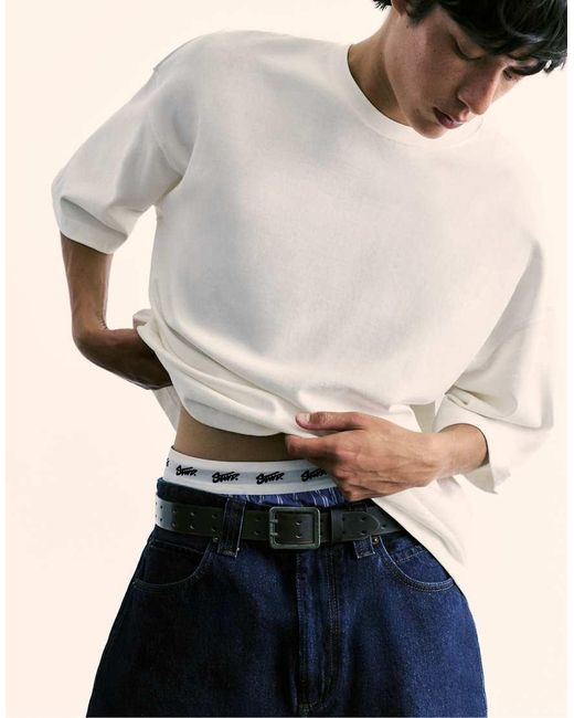 Pull&Bear Riem Met Leereffect in het Brown voor heren