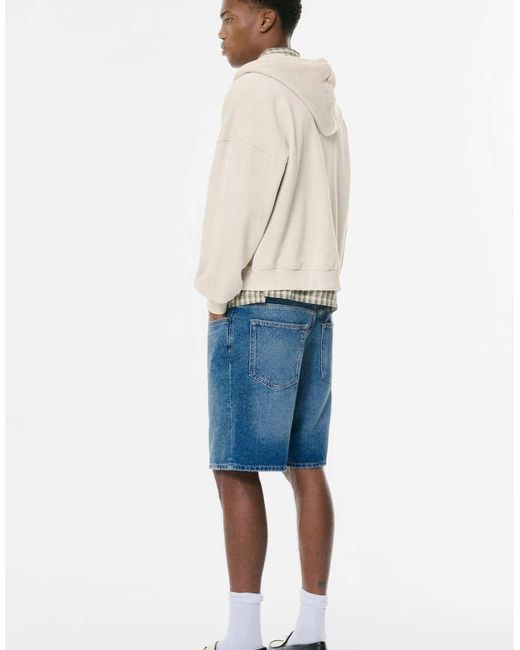 Felpa Corta Color Sabbia Mélange Con Cappuccio E Zip di Pull&Bear in Natural da Uomo
