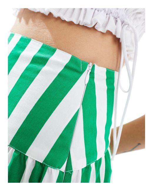 Falda larga verde a rayas con cintura caída ASOS de color Green