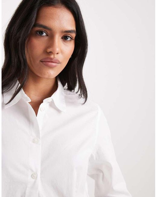 Pieces White Cinched Waist Shirt