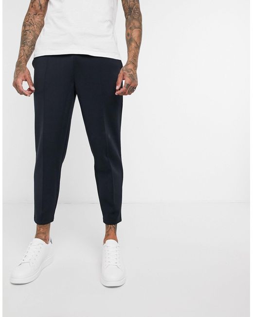 ASOS Smart Tapered Trackies in Navy 