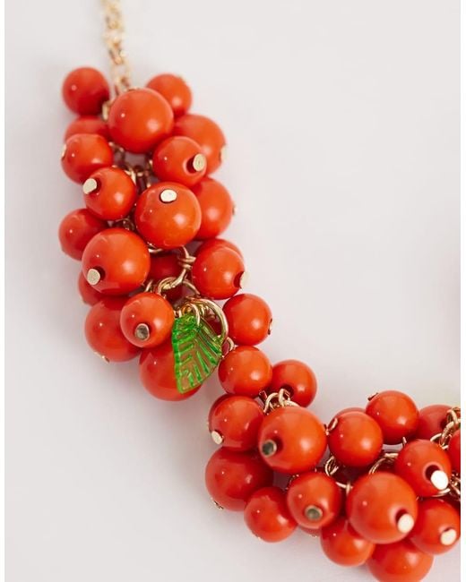 ASOS Statement Necklace With Red Berry Beads