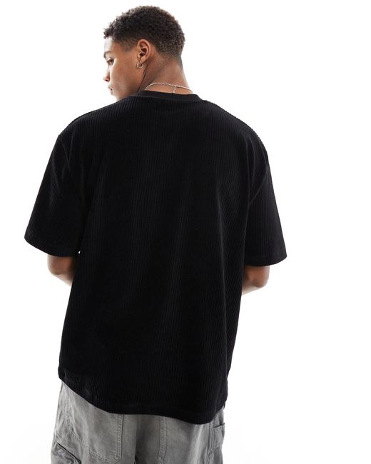 ASOS Black Co-ord Oversized Ribbed Velour T-shirt for men