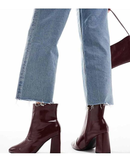 Raid Wide Fit Blue Tetlee Block Heel Ankle Boots