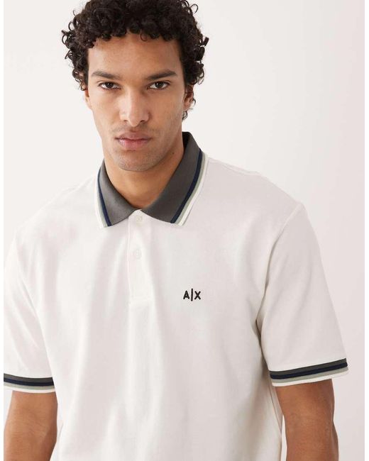 ARMANI EXCHANGE White Logo Polo Shirt for men