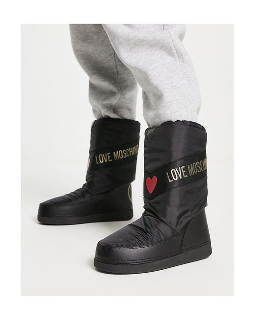 Love Moschino Classic Snow Boots in Black | Lyst