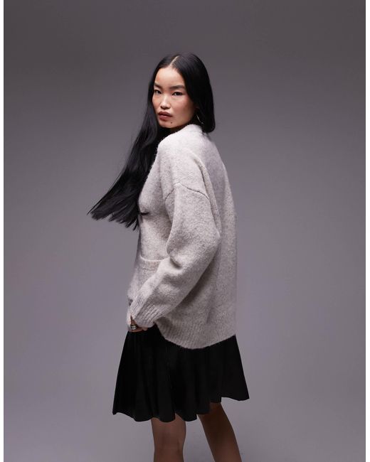 TOPSHOP Gray – flauschige oversize-strickjacke