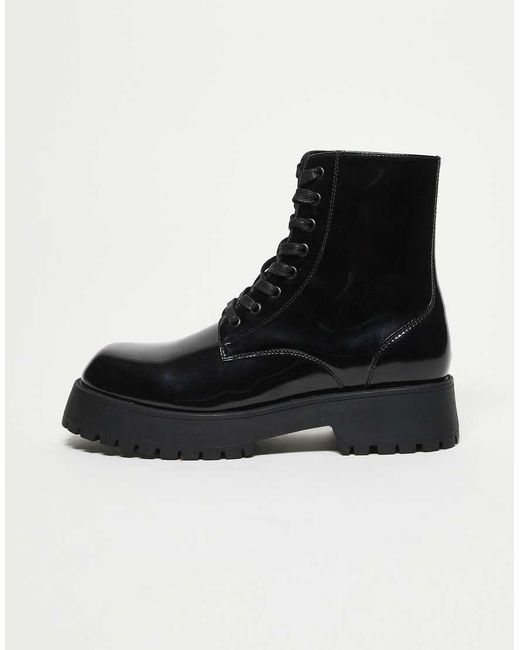 ASOS Black Chunky Lace Up Boot for men
