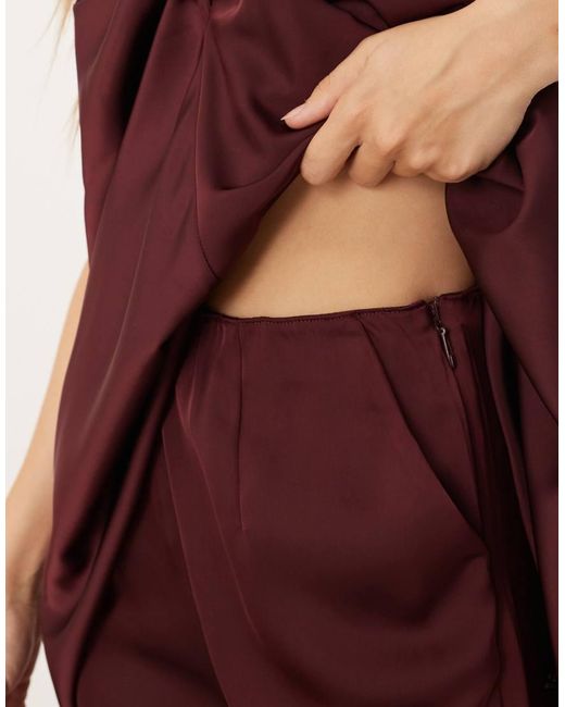 Pantaloni Sartoriali Dritti Color Prugna di ASOS in Red