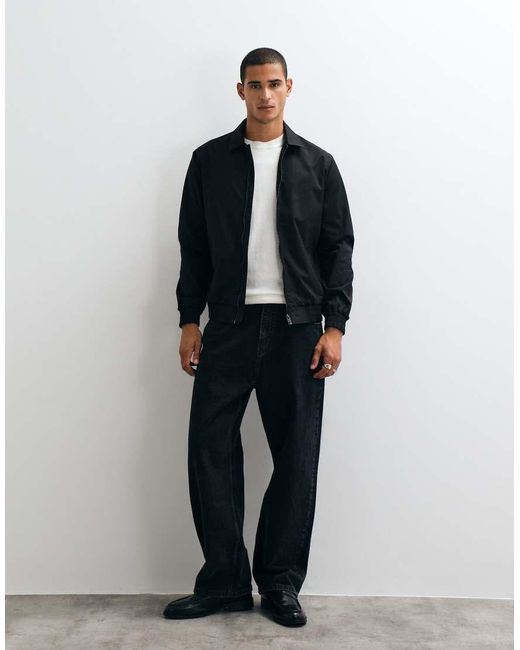 Giacca Nera Impermeabile Con Zip di Threadbare in Black da Uomo