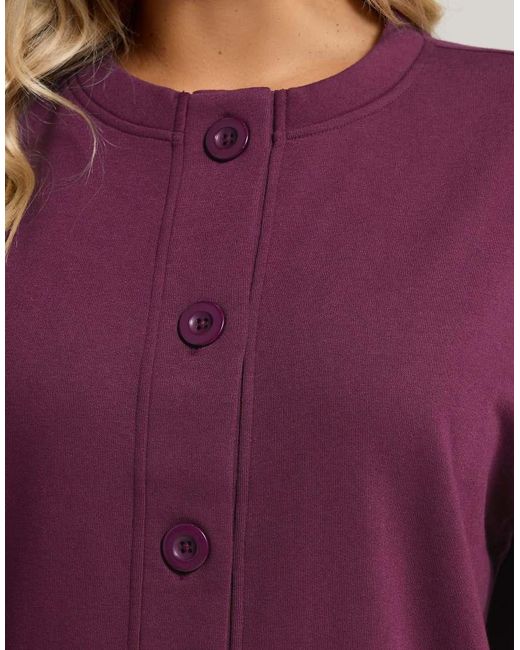 Yours Clothing Purple Jersey Button Cardigan