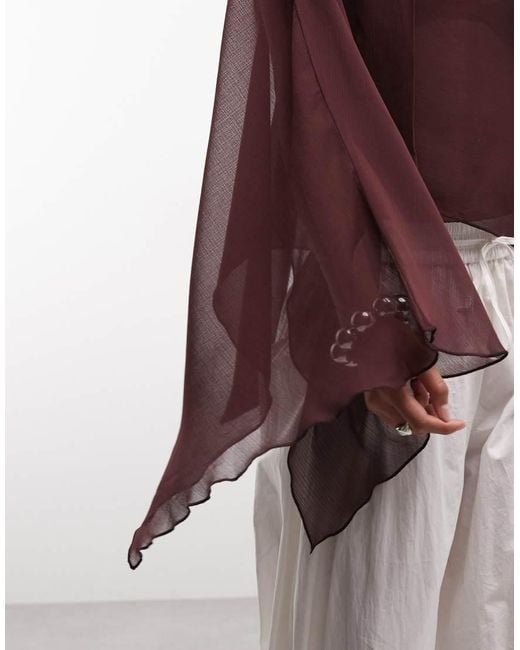 Reclaimed Vintage Brown Sheer Chiffon Poncho