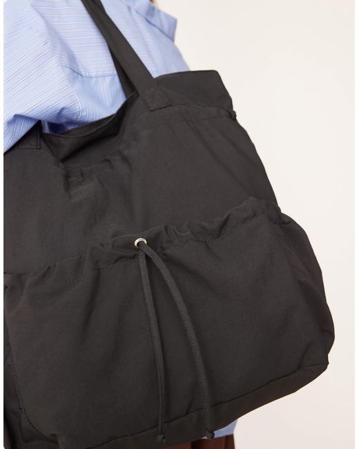ASOS Black – geraffte tragetasche aus nylon