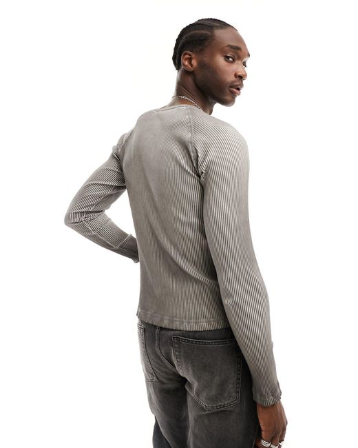 Weekday Nigel Slim Fit Rib Long Sleeve Raglan T-shirt in Grey for Men |  Lyst UK