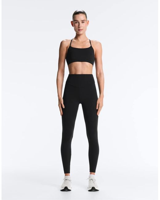 Oysho Black Comfortlux Light-support Sports Bra With Crossover Straps