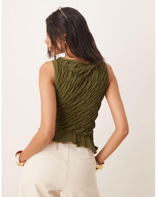 ASOS Green Asymmetric Shirred Top