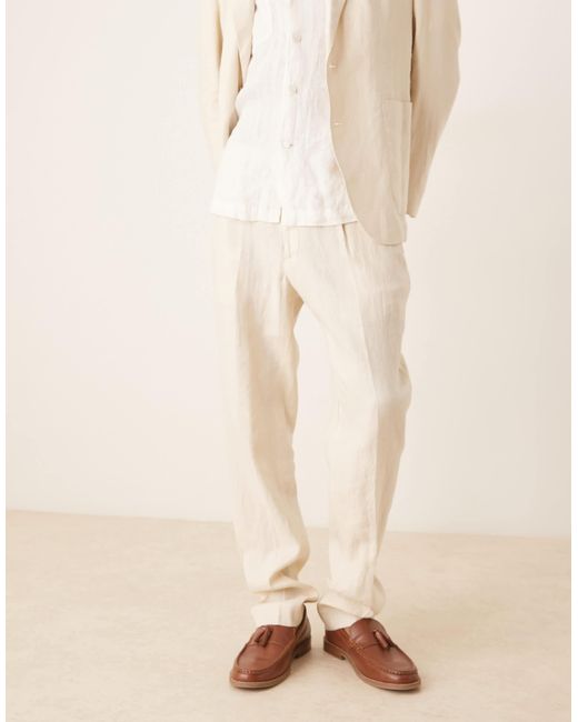 Pantalon d'ensemble ajusté en lin - écru Mango pour homme en coloris Natural